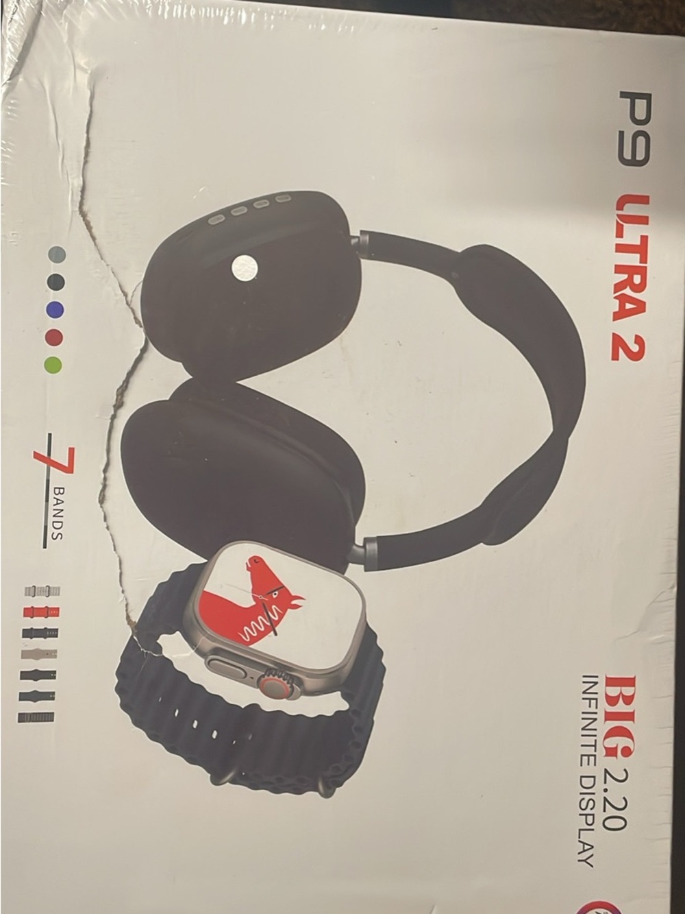 Ultra 2 Black Wireless Headphones with Smartwatch Bundle